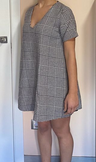 Vestido Zara Negro Blanco Talla S
