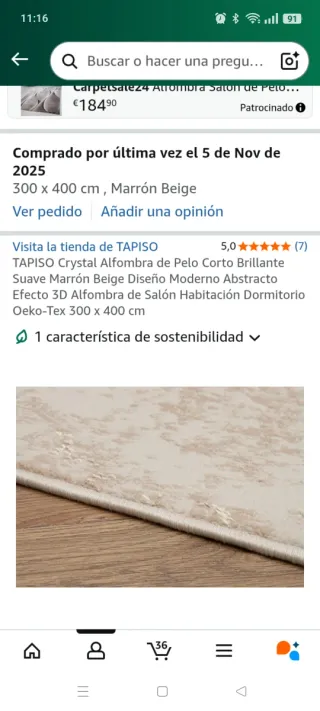 Alfombra NUEVA sin estrenar pelo corto 300x400cm