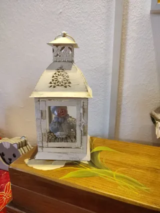 Lanterna pupazzo neve con candela