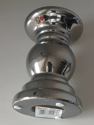 Portacandele in ceramica cromata argento