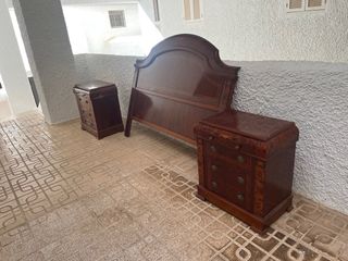 Cabecero cama madera maciza + mesitas
