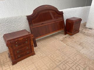 Cabecero cama madera maciza + mesitas