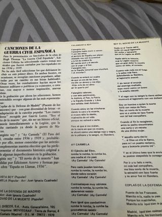 Vinilo Canciones Guerra Civil Española
