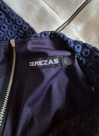 Vestido Cerezas azul y blanco