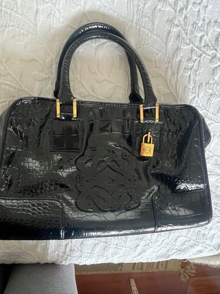Bolso Loewe Negro PVC Cocodrilo