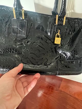 Bolso Loewe Negro PVC Cocodrilo
