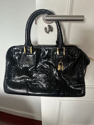 Bolso Loewe Negro PVC Cocodrilo