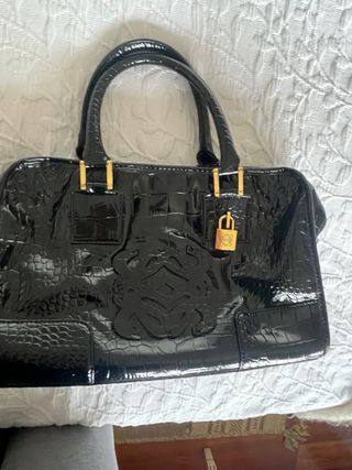 Bolso Loewe Negro PVC Cocodrilo