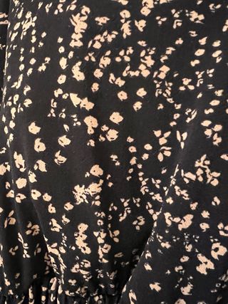 Vestido Mango Negro Estampado Flores