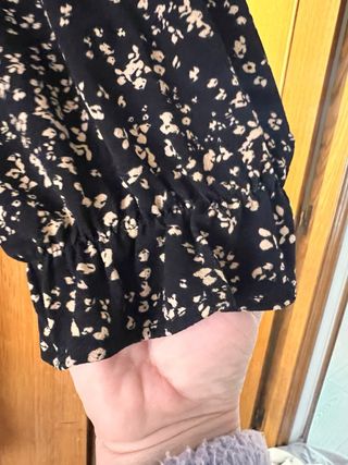 Vestido Mango Negro Estampado Flores