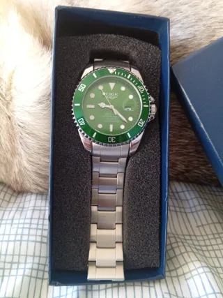 Reloj LIGE Verde y Plateado