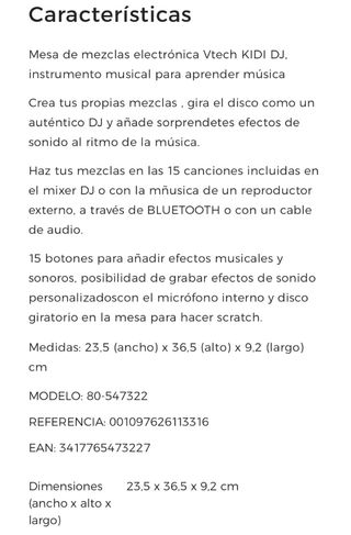 Mesa de mezclas Kidi DJ Vtech