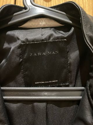 Chaqueta Cuero Zara Man Negra Hombre