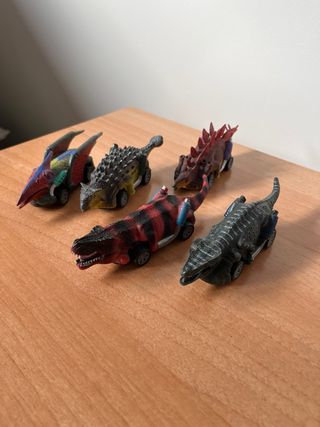 Lote 5 coches dinosaurio retráctiles