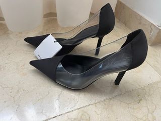 Zapatos MNG fiesta transparentes negros