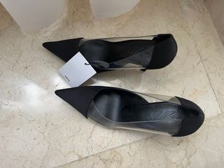 Zapatos MNG fiesta transparentes negros