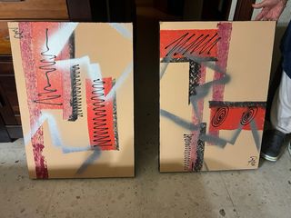 Set di 2 quadri astratti per soggiorno