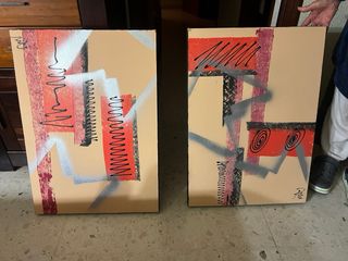 Set di 2 quadri astratti per soggiorno