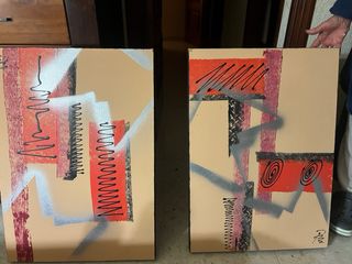 Set di 2 quadri astratti per soggiorno