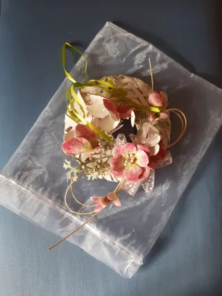 Ghirlanda decorativa fiori rosa e bianchi