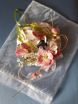 Ghirlanda decorativa fiori rosa e bianchi