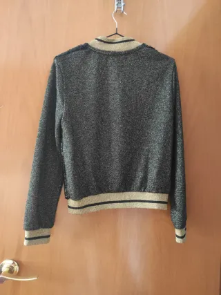 Chaqueta bomber lentejuelas negro y dorado