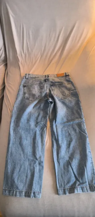 Pantalón ancho vaquero mujer Mango