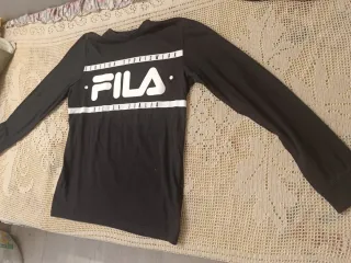 Camiseta Fila Negra Manga Larga Hombre