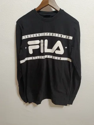 Camiseta Fila Negra Manga Larga Hombre