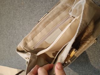 Bolso piel italiana beige/gris