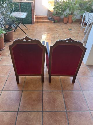 2 Descalzadoras antiguas terciopelo madera