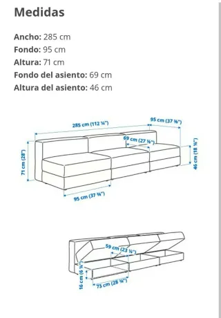 Sofá modular 4-5 plazas verde