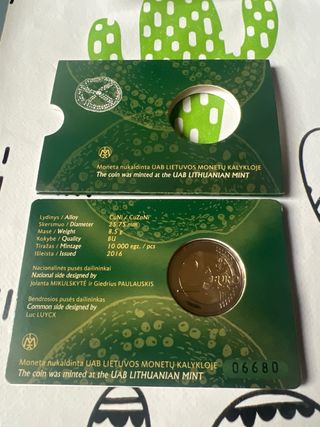 Lituania Cultura Báltica 2016 Moneda COINCARD