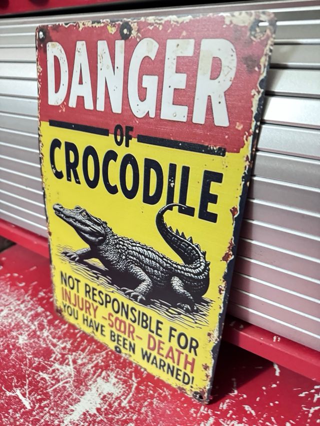 Cartel Peligro Cocodrilos Metal