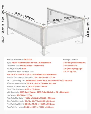 Barandilla Cama Infantil VEVOR