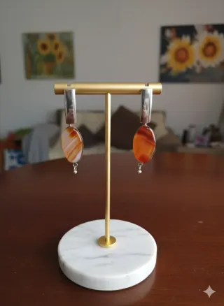 Pendientes Ágata Natural Marrón Naranja