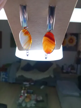 Pendientes Ágata Natural Marrón Naranja