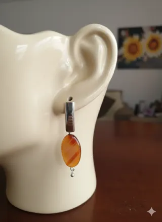 Pendientes Ágata Natural Marrón Naranja