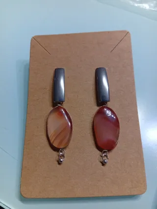 Pendientes Ágata Natural Marrón Naranja
