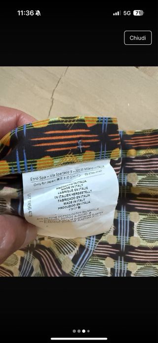 Camicia Etro fantasia uomo taglia 39