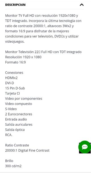 Monitor TV LG 22 pulgadas