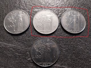 10 Monete 100 Lire Italia Minerva 1960-1969