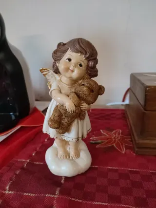 Statuetta angioletto con orsacchiotto