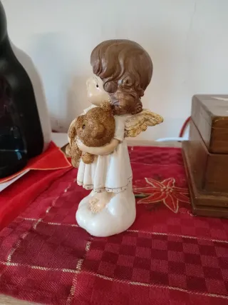 Statuetta angioletto con orsacchiotto