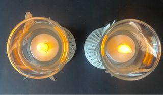 Set portavelas cristal y metal mariposa