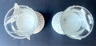 Set portavelas cristal y metal mariposa