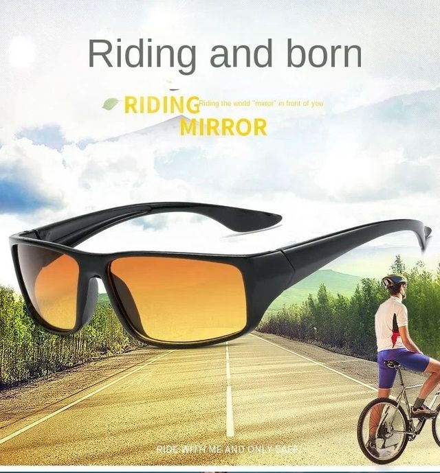 Gafas de deporte amarillas, noche, ciclismo, TV