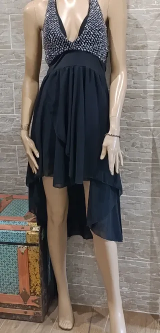 Vestido Negro Halter con Lentejuelas