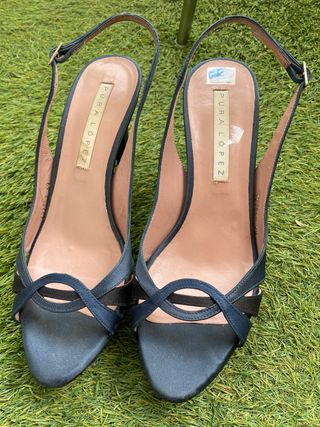 Pura Lopez Talla 39 Slingback Azul Marino y azul e