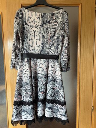 Vestido estampado floral gris y rosa Talla S